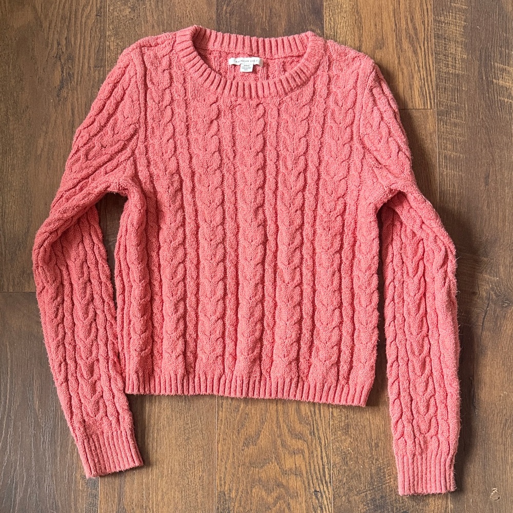 American Eagle Outfitters Pink Cable Knit Sweater
